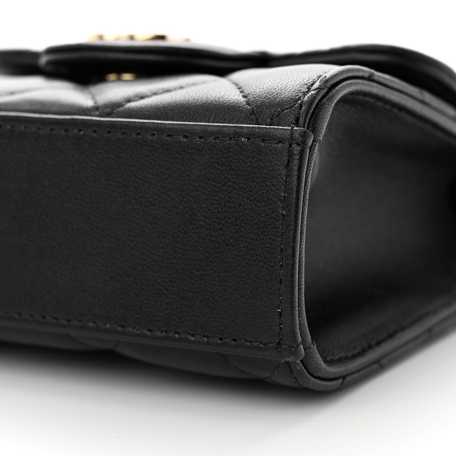 Chanel Lambskin Quilted Top Handle Flap Clutch With Chain Black 10 of 13
