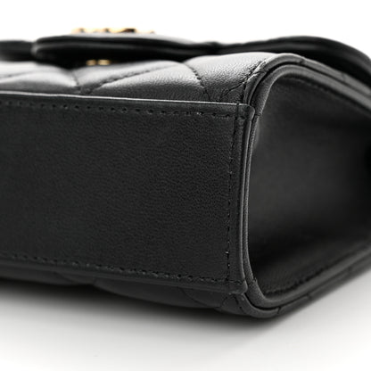 Chanel Lambskin Quilted Top Handle Flap Clutch With Chain Black 10 of 13