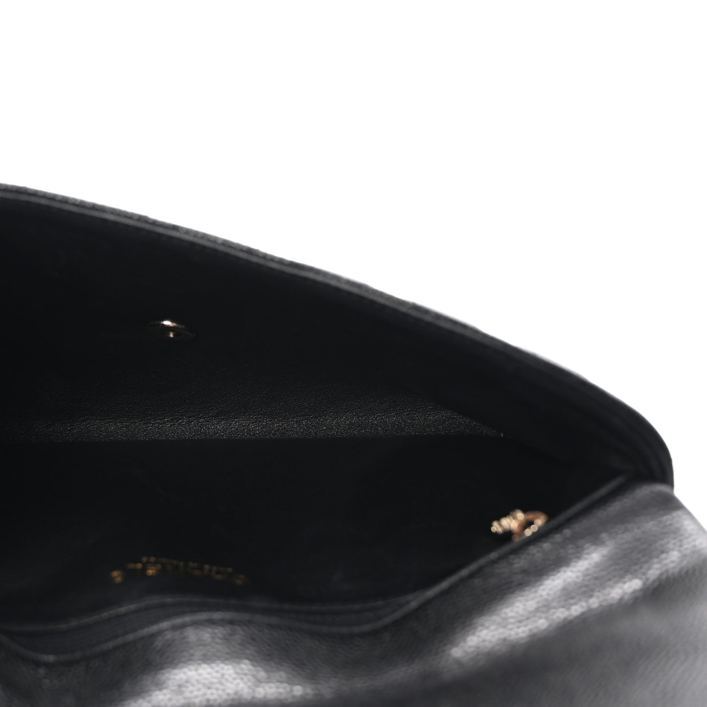 Caviar Quilted Flap Clutch Black