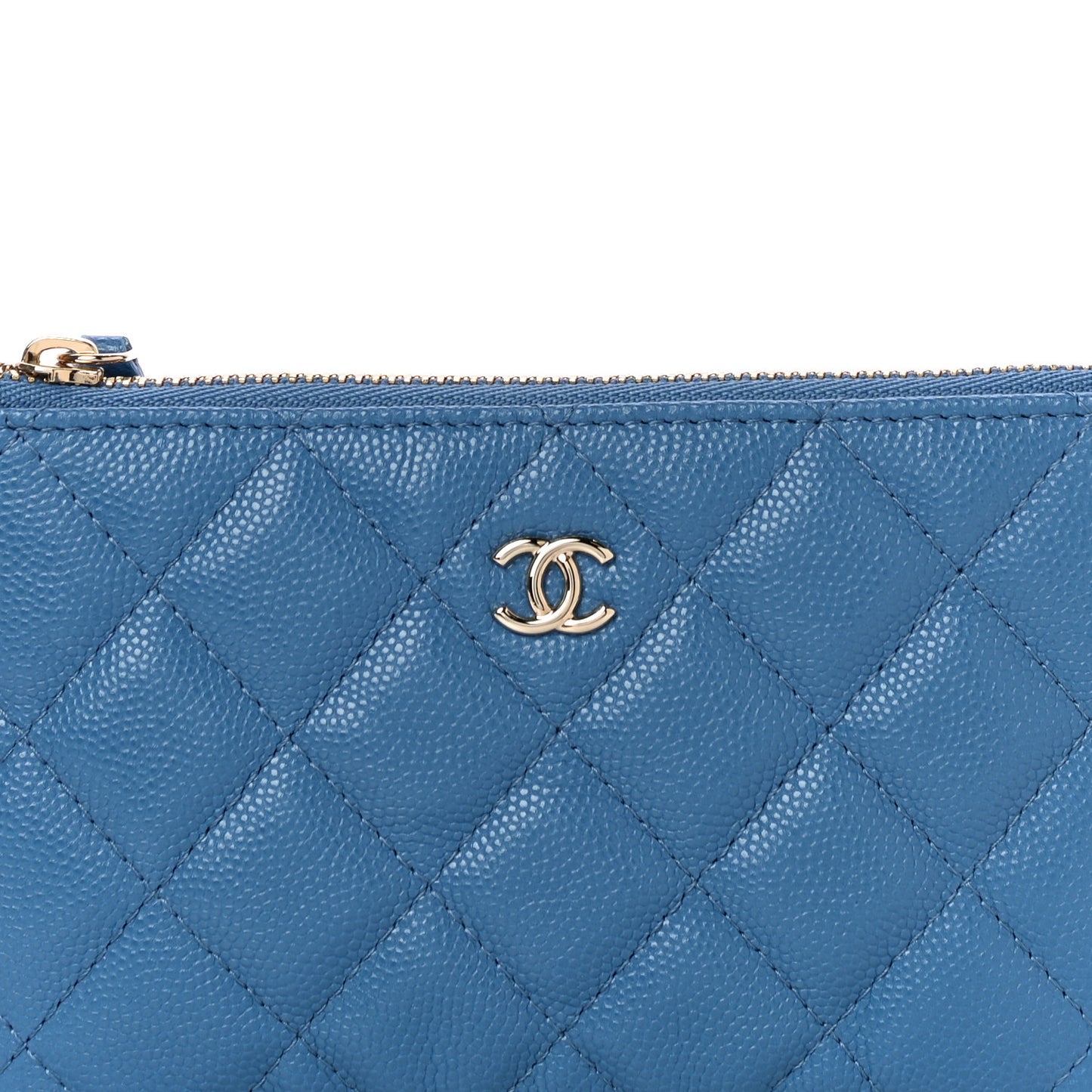 Caviar Quilted Small Cosmetic Case Blue