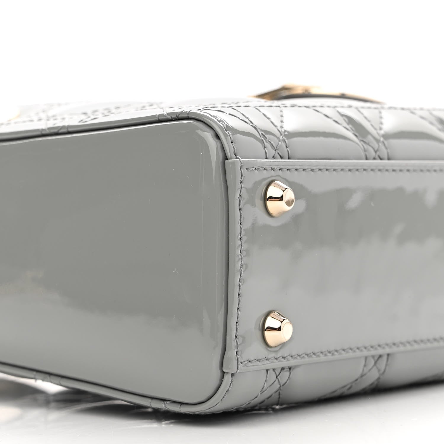 Christian Dior Patent Cannage Mini Lady Dior Grey Stone 8 of 10