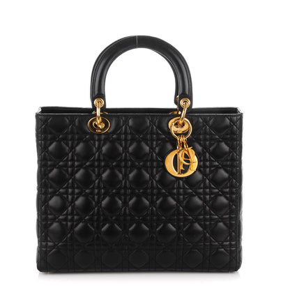 Christian Dior Vintage Lambskin Cannage Large Lady Dior Black 1 of 7