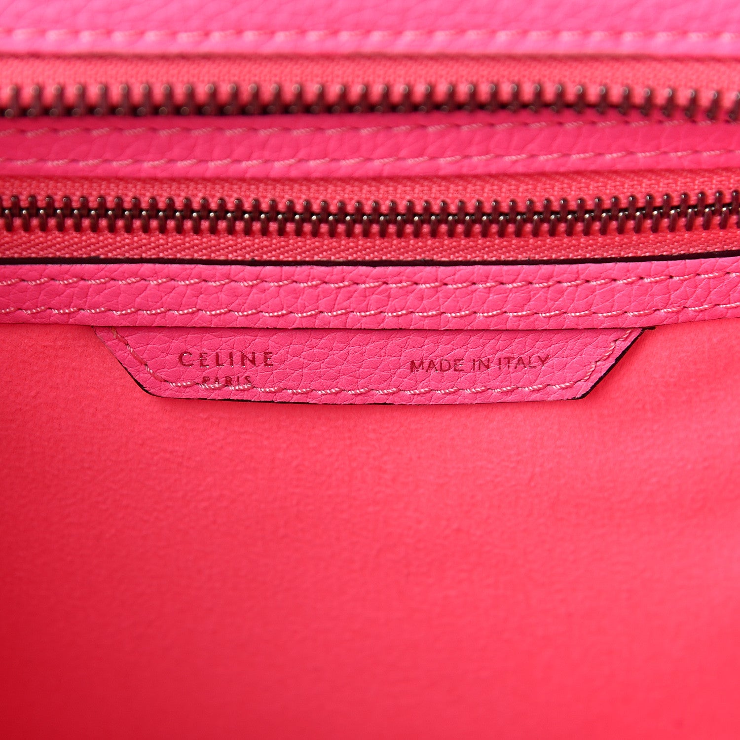 Celine Drummed Calfskin Micro Luggage Fluo Pink 7 of 12