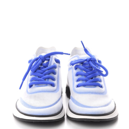 Chanel Calfskin Mesh Lyrca Womens Logo Sneakers 36.5 White Blue 2 of 6