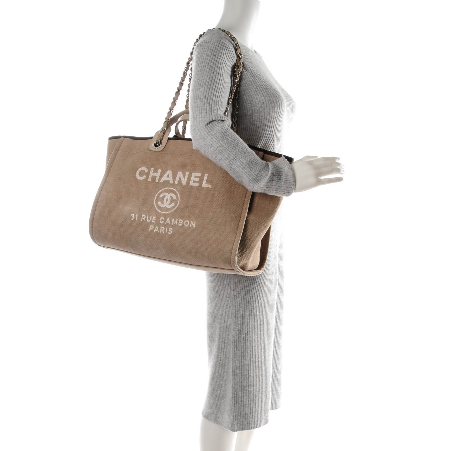 Chanel Canvas Large Deauville Tote Ecru 2 of 8