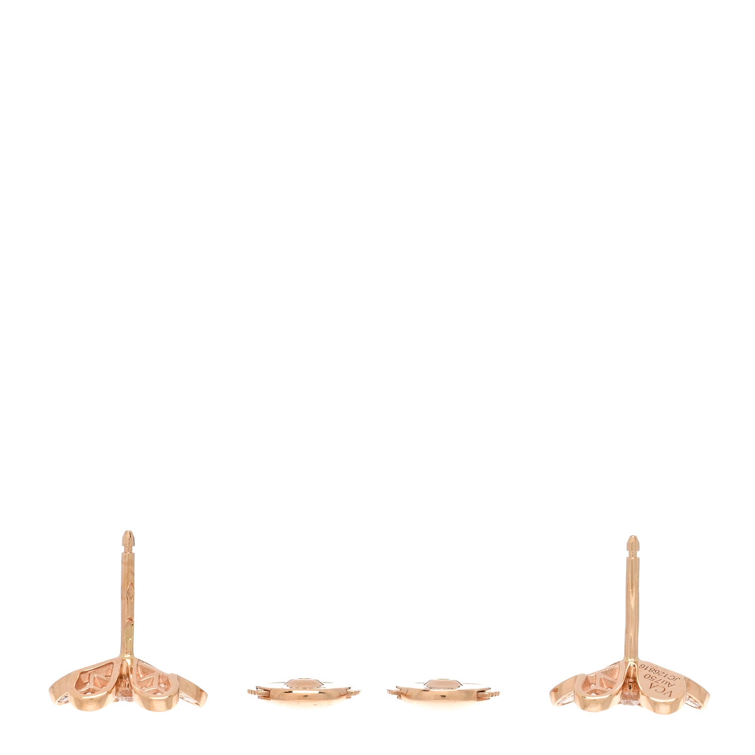Van Cleef & Arpels 18K Rose Gold Diamond Mini Frivole Pave Earrings 3 of 5
