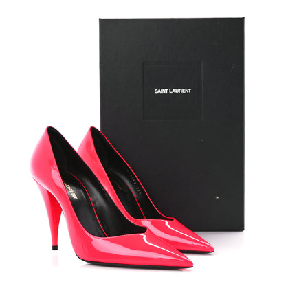 Saint Laurent Patent Calfskin Kiki 100 Pumps 37.5 Fuxia Fluo 9 of 9