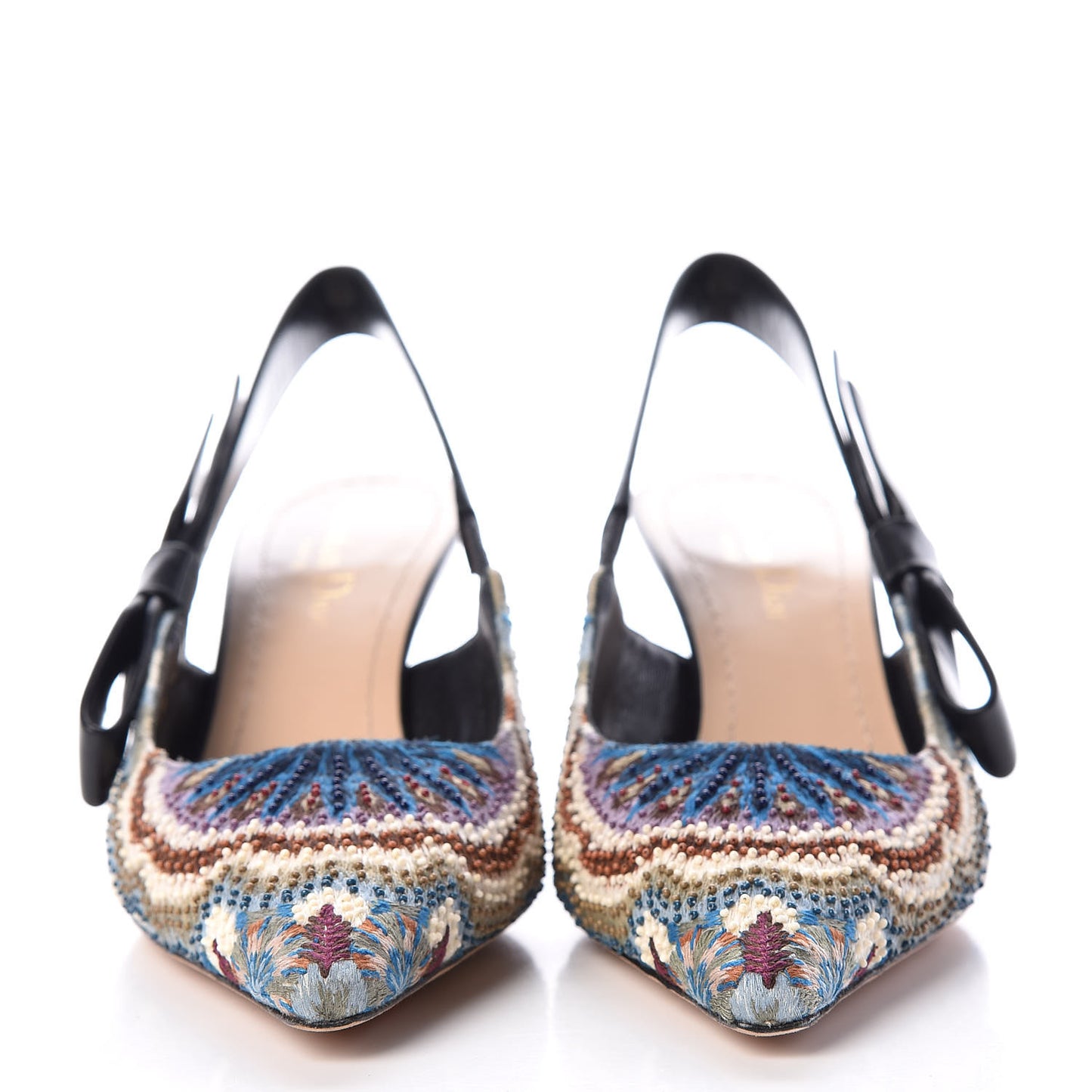 Embroidered Calfskin Beaded Sweet D Sling-Back Pumps 37 Deep Amaranth