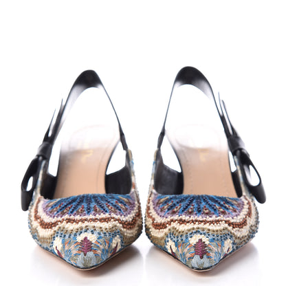 Christian Dior Embroidered Calfskin Beaded Sweet D Sling-Back Pumps 37 Deep Amaranth 2 of 8