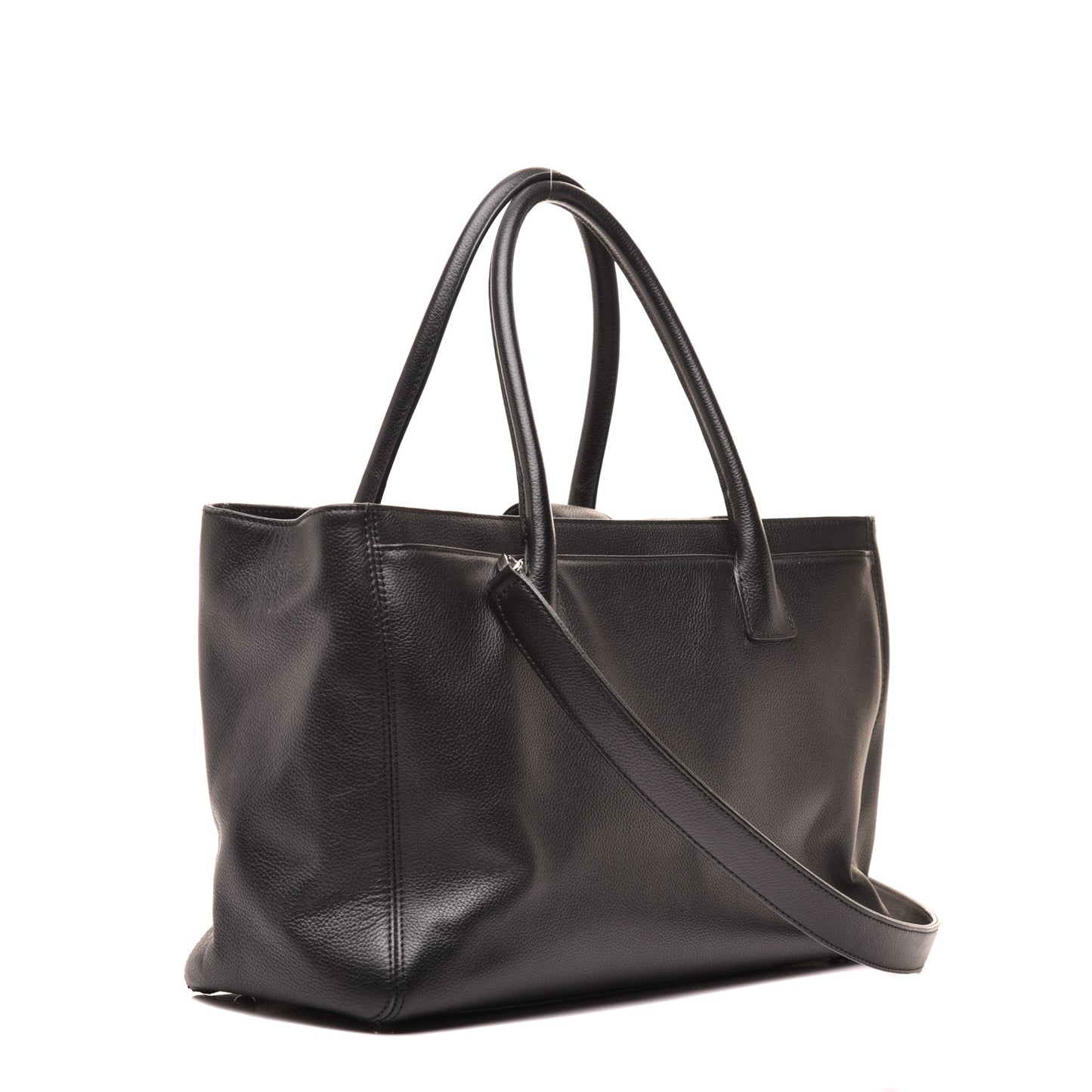 Calfskin Cerf Executive Shopper Tote Black