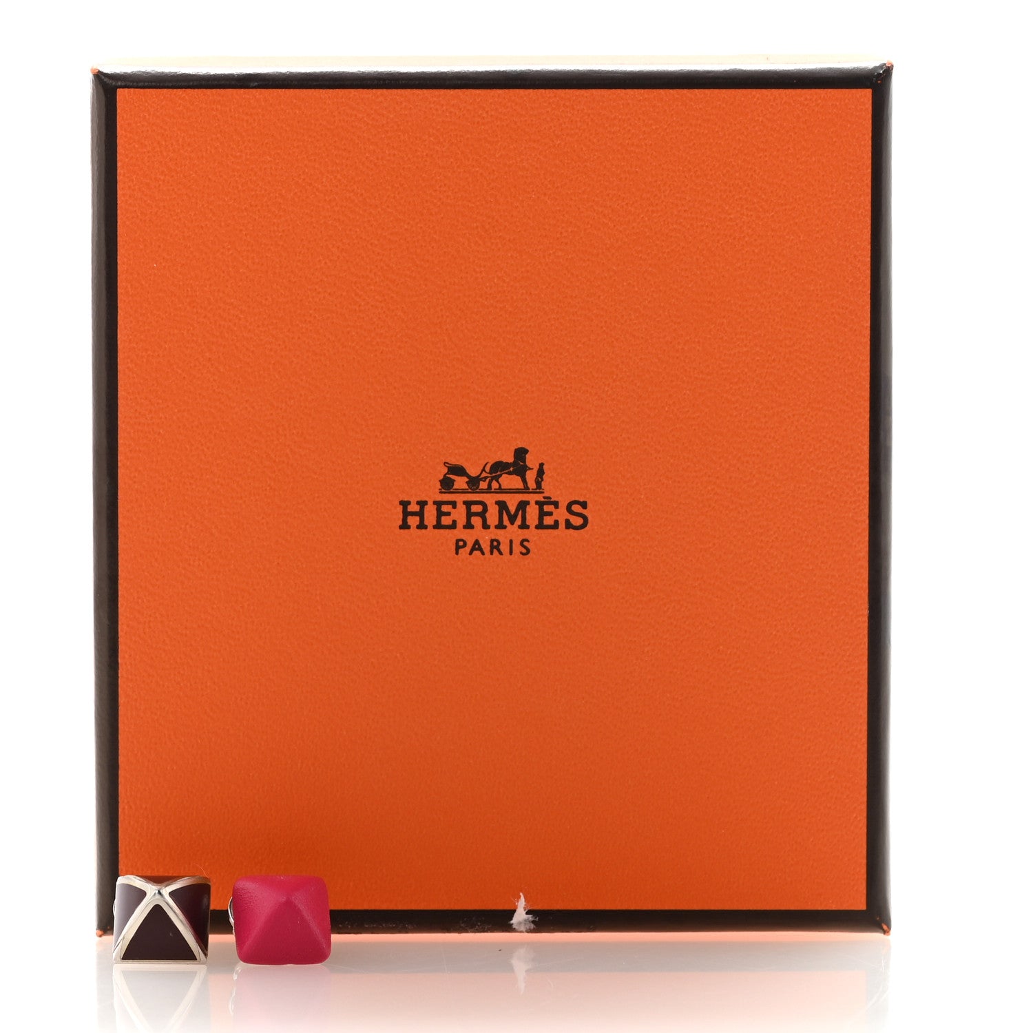 Hermes Swift Lacquered Palladium Small Medor Gaine Earrings Rose Mexico 5 of 5