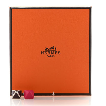 Hermes Swift Lacquered Palladium Small Medor Gaine Earrings Rose Mexico 5 of 5