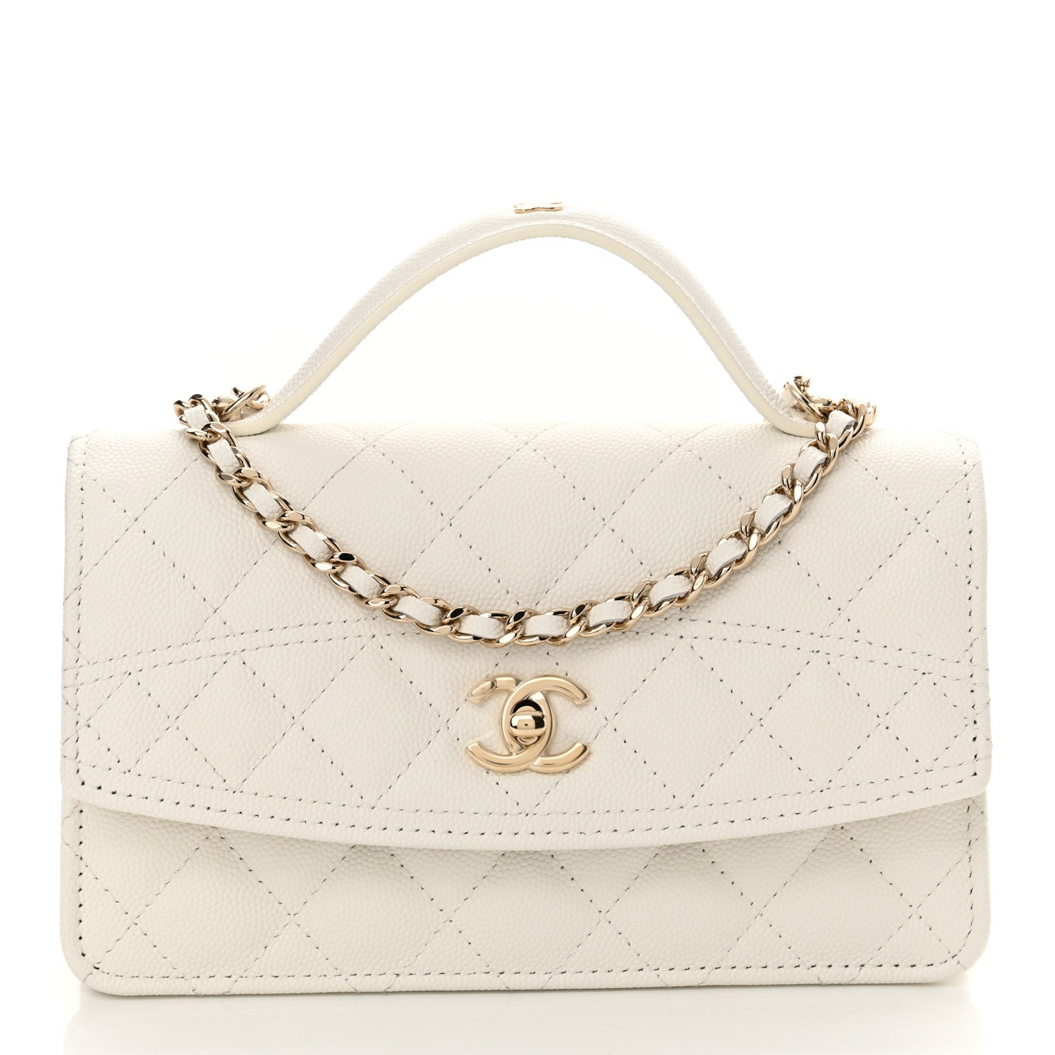 Chanel Caviar Quilted Trendy Handle Clutch With Chain White 1 of 11