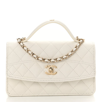Chanel Caviar Quilted Trendy Handle Clutch With Chain White 1 of 11