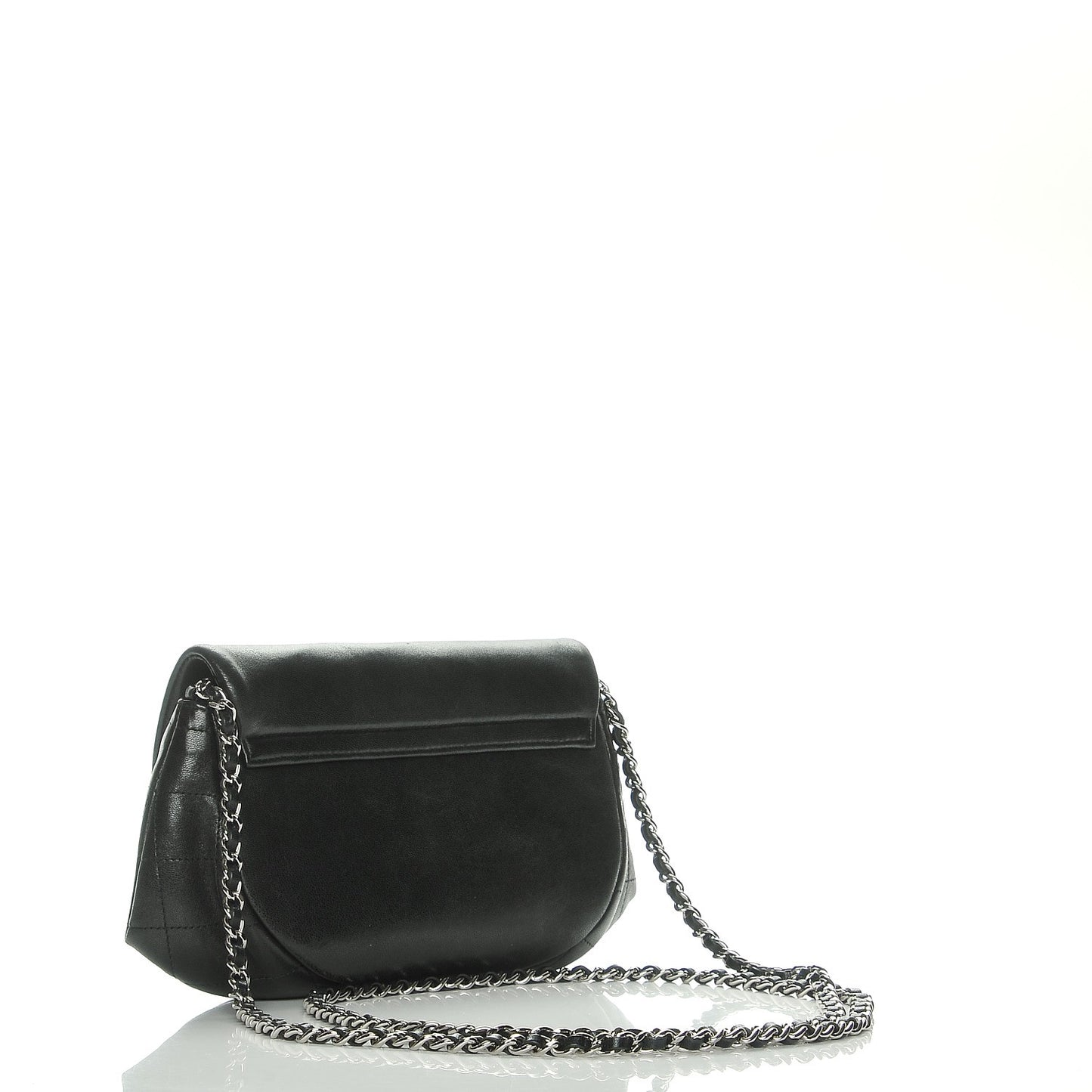 Lambskin Half Moon Wallet On Chain WOC Black