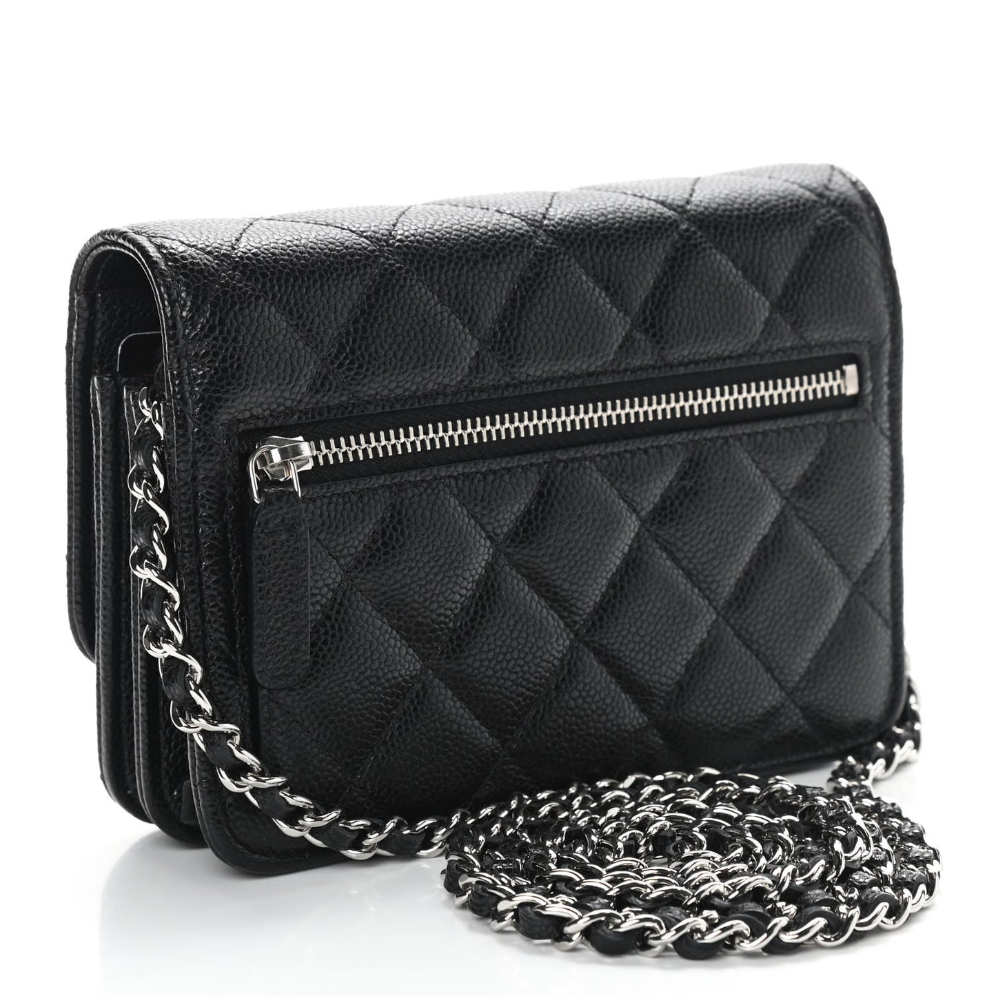 Caviar Quilted Mini Wallet On Chain WOC Black