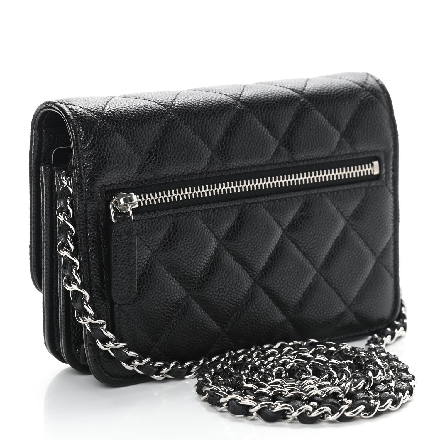 Chanel Caviar Quilted Mini Wallet On Chain WOC Black 2 of 8