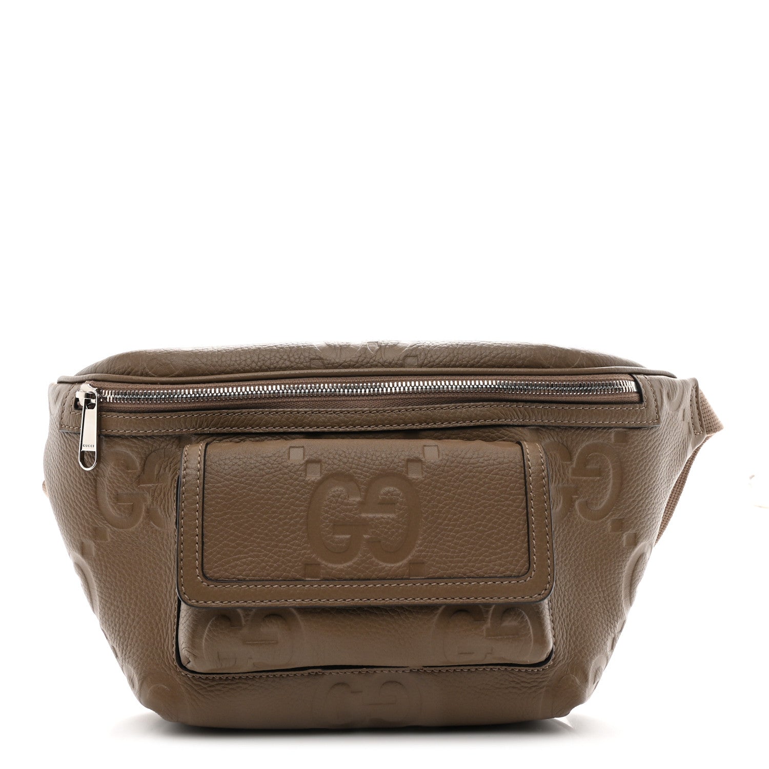 Gucci Piuma Calfskin Jumbo GG Embossed Pocket Belt Bag Good Taupe 1 of 10