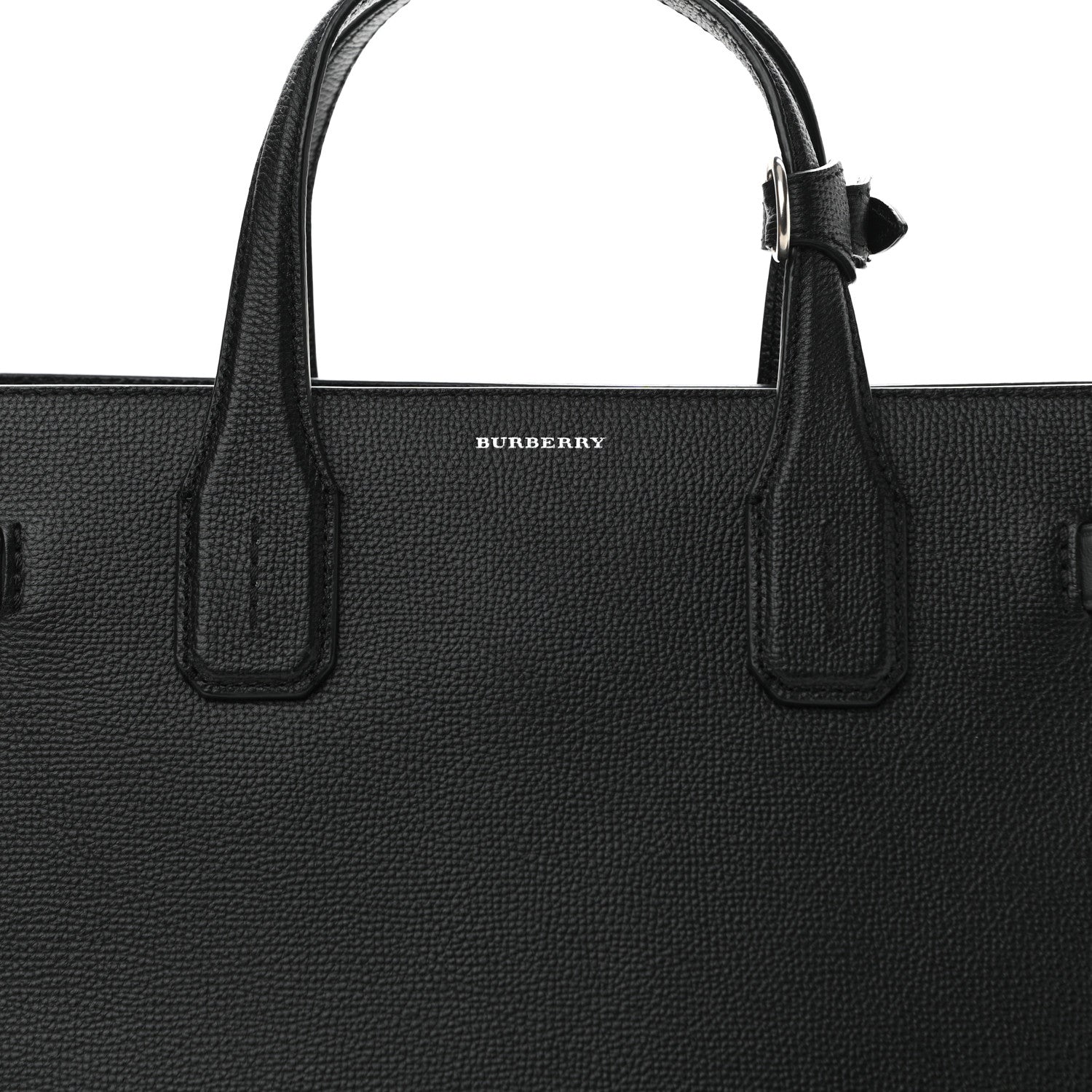 Burberry Derby Calfskin Vintage Check Medium Banner Tote Black 9 of 11