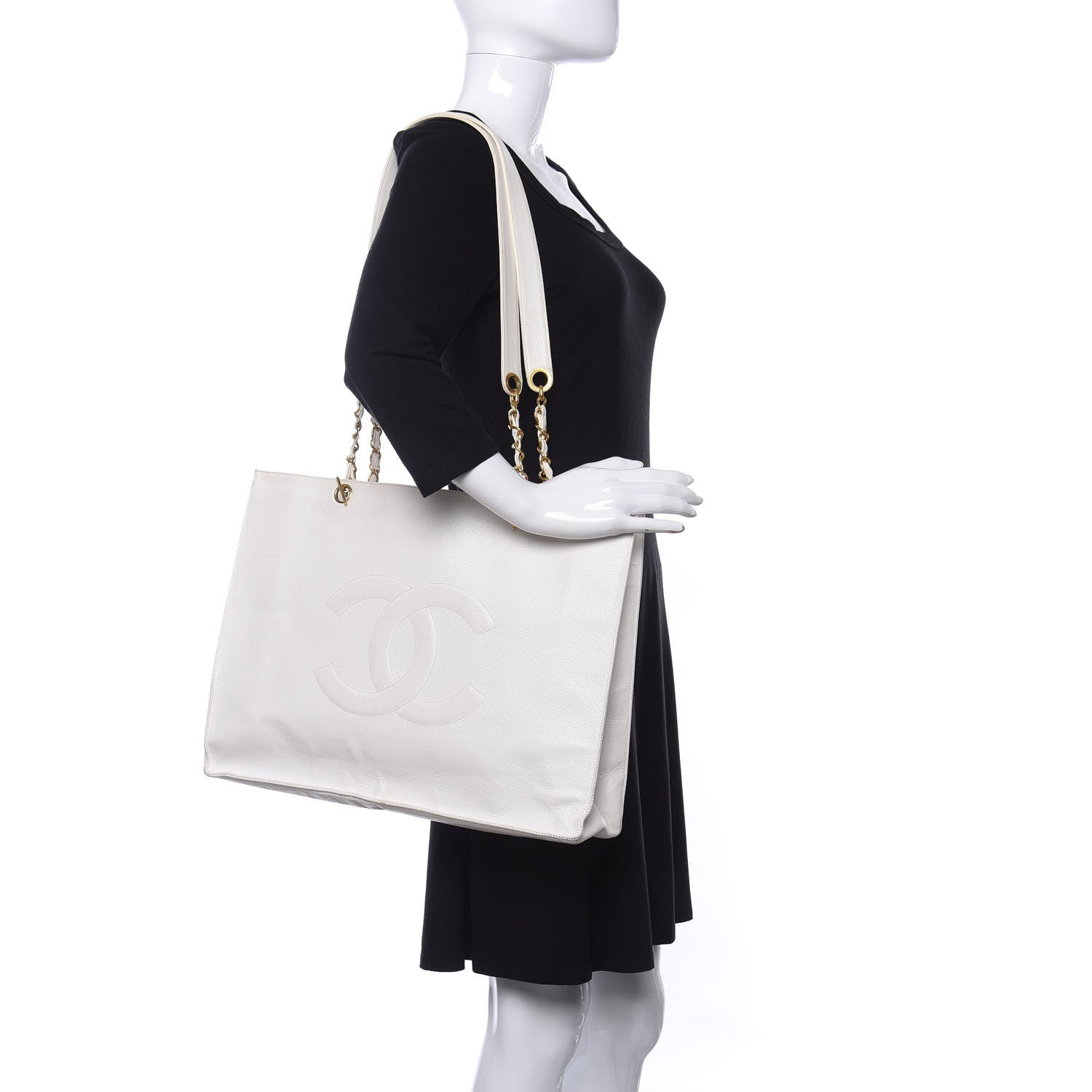 Chanel Caviar CC Timeless Tote White 2 of 13