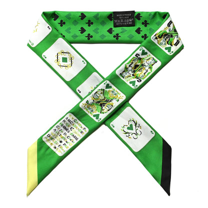 Hermes Silk Jeu de Cartes Twilly Vert Emeraude Black Jaune Soufre 1 of 4