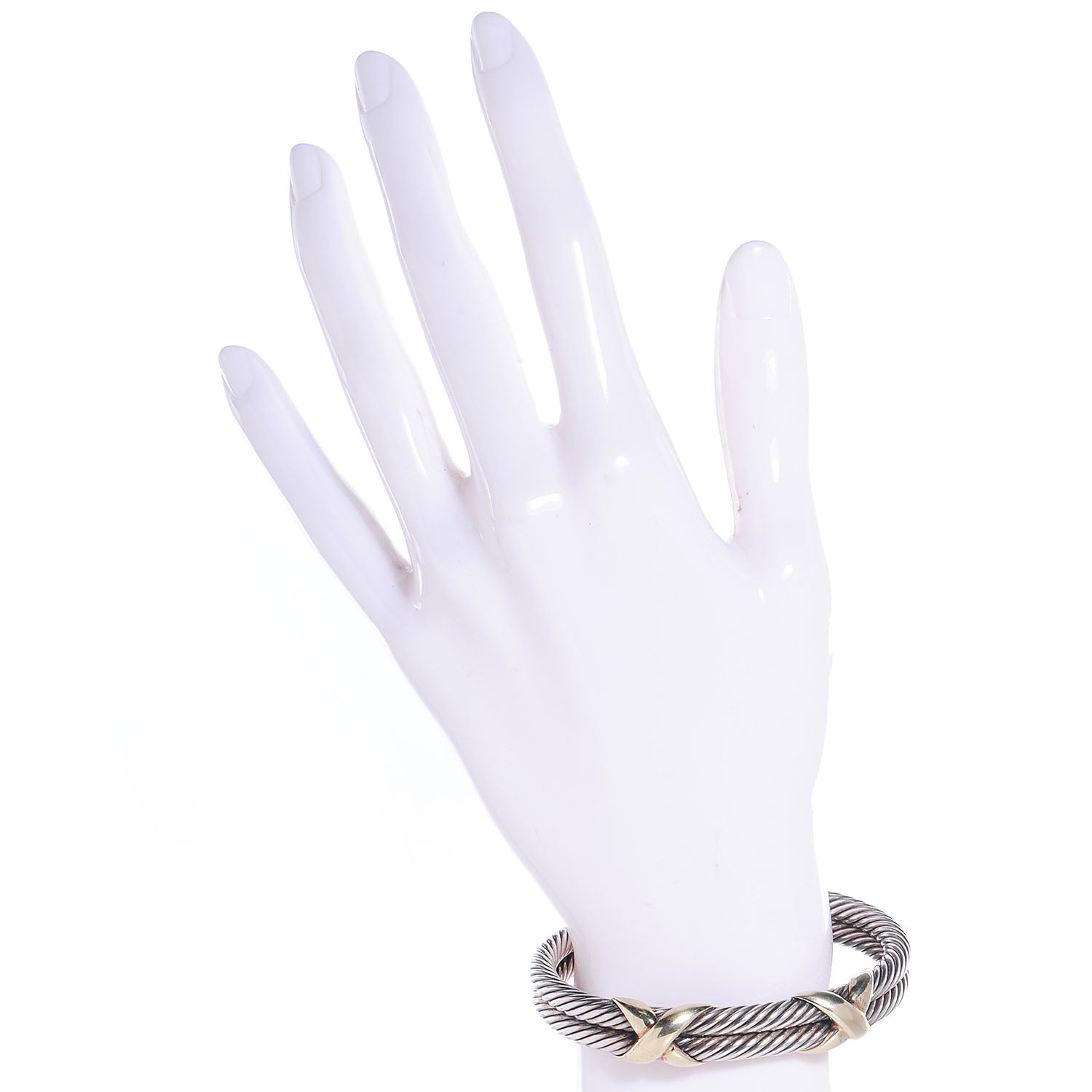 David Yurman Sterling Silver 14K Yellow Gold 10mm Double X Bracelet 2 of 6