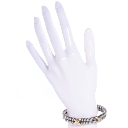 David Yurman Sterling Silver 14K Yellow Gold 10mm Double X Bracelet 2 of 6