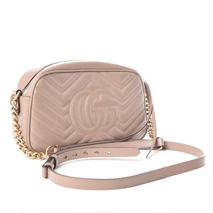 Gucci Calfskin Matelasse Small GG Marmont Chain Shoulder Bag Taupe 3 of 12