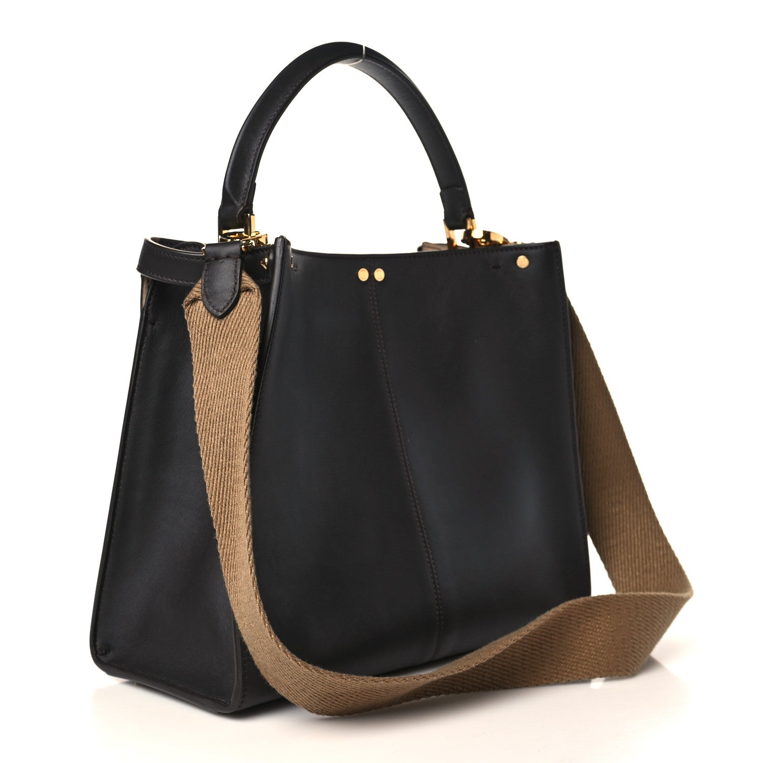 Fendi Vitello Seta Nabuk Pequin Medium Peekaboo X-Lite Ebano Tobacco Moro 3 of 9