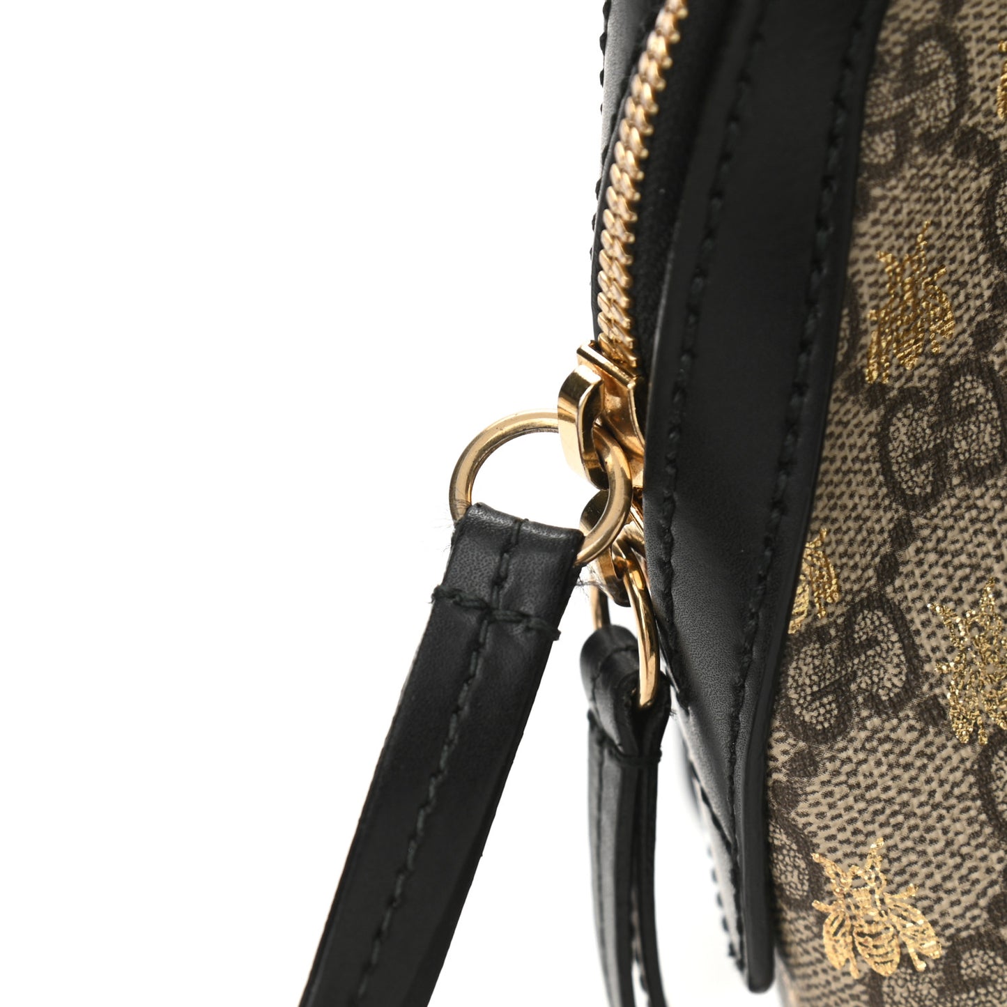 GG Supreme Monogram Bees Print Small Day Backpack Beige Oro Black