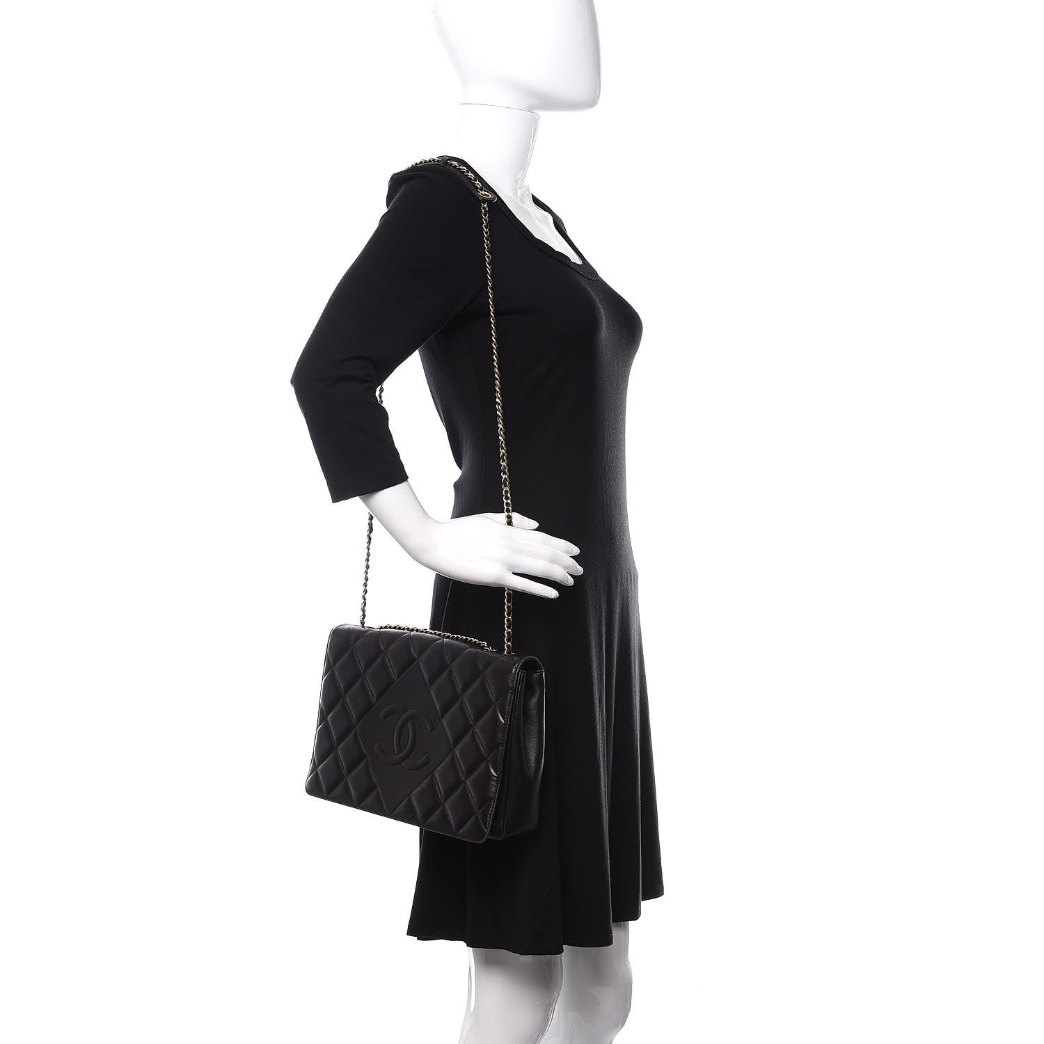 Chanel Lambskin Quilted Medium Diamond CC Flap Black 2 of 18