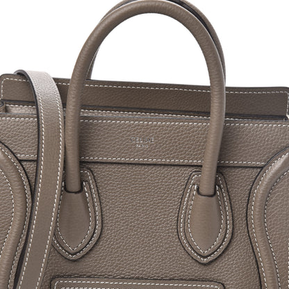 Celine Drummed Calfskin Nano Luggage Souris 10 of 10