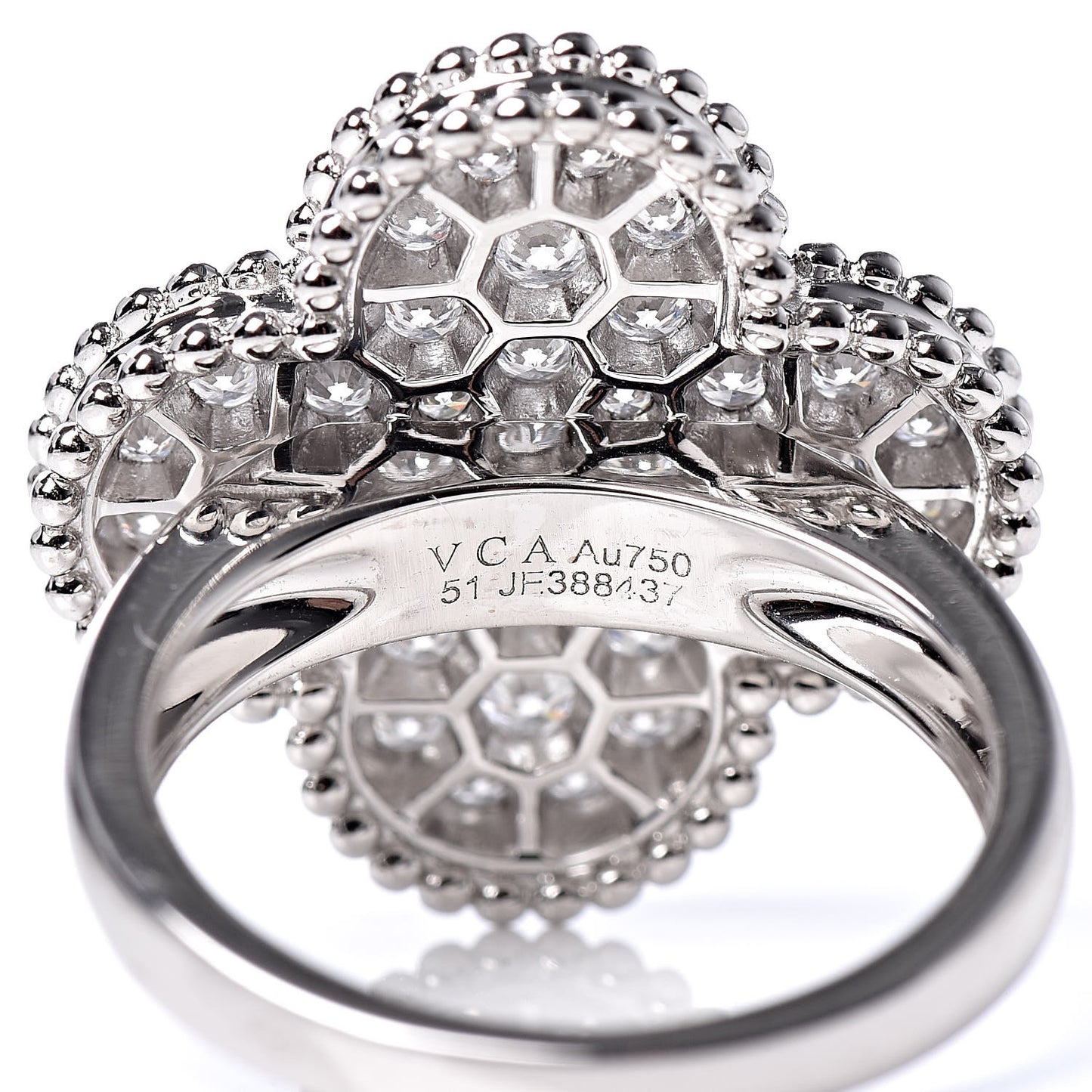 18K White Gold Diamond Magic Alhambra Ring 51 5.75