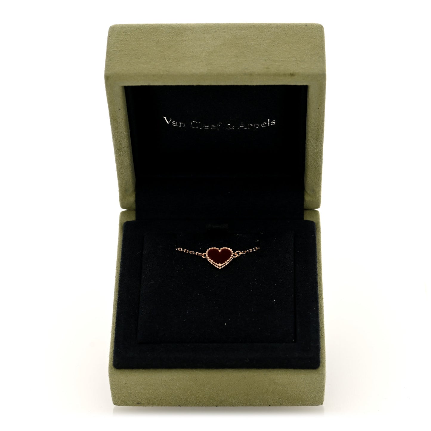 18K Rose Gold Carnelian Sweet Alhambra Heart Bracelet