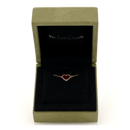 Van Cleef & Arpels 18K Rose Gold Carnelian Sweet Alhambra Heart Bracelet 4 of 4
