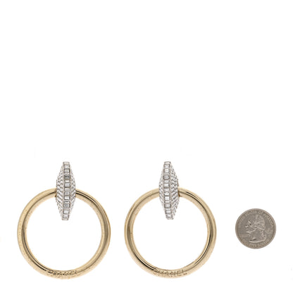 Chanel Baguette Crystal Hoop Clip On Earrings Gold 2 of 5