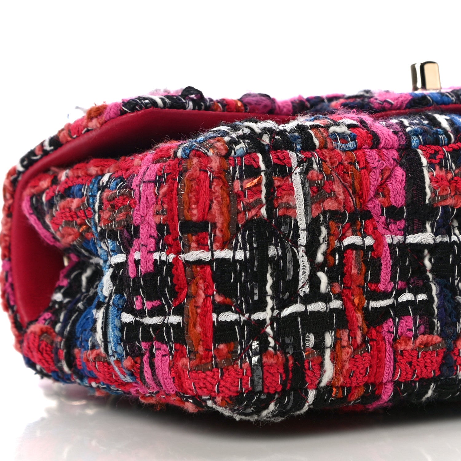 Chanel Tweed Quilted Mini Rectangular Flap Red Pink Black 9 of 12