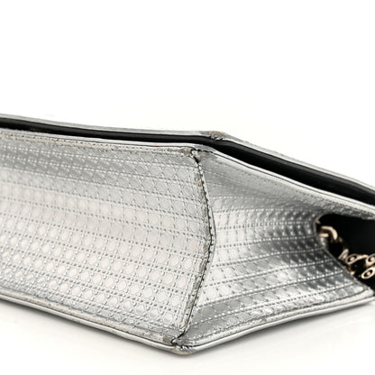 Christian Dior Metallic Patent Micro-Cannage Medium Diorama Flap Bag Silver 10 of 16