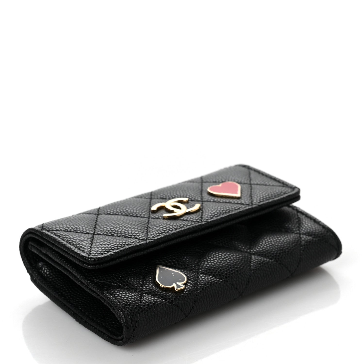 Chanel Caviar Quilted Enamel Coco Casino Flap Card Holder Wallet Black 4 of 9