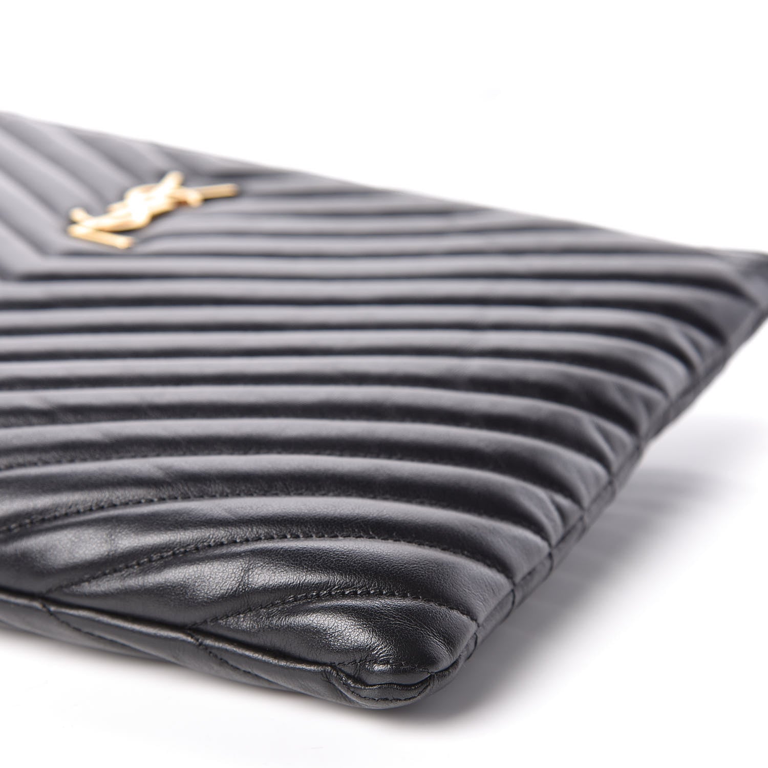 Saint Laurent Calfskin Matelasse Monogram Cassandre Tablet Pouch Black 9 of 9