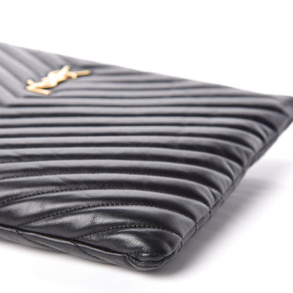 Saint Laurent Calfskin Matelasse Monogram Cassandre Tablet Pouch Black 9 of 9
