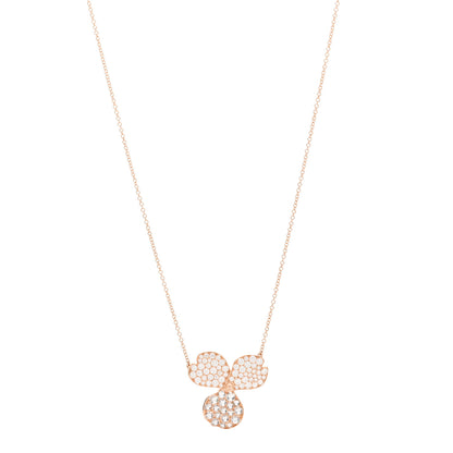 Tiffany 18K Rose Gold Diamond Large Paper Flowers Pave Pendant Necklace 1 of 5