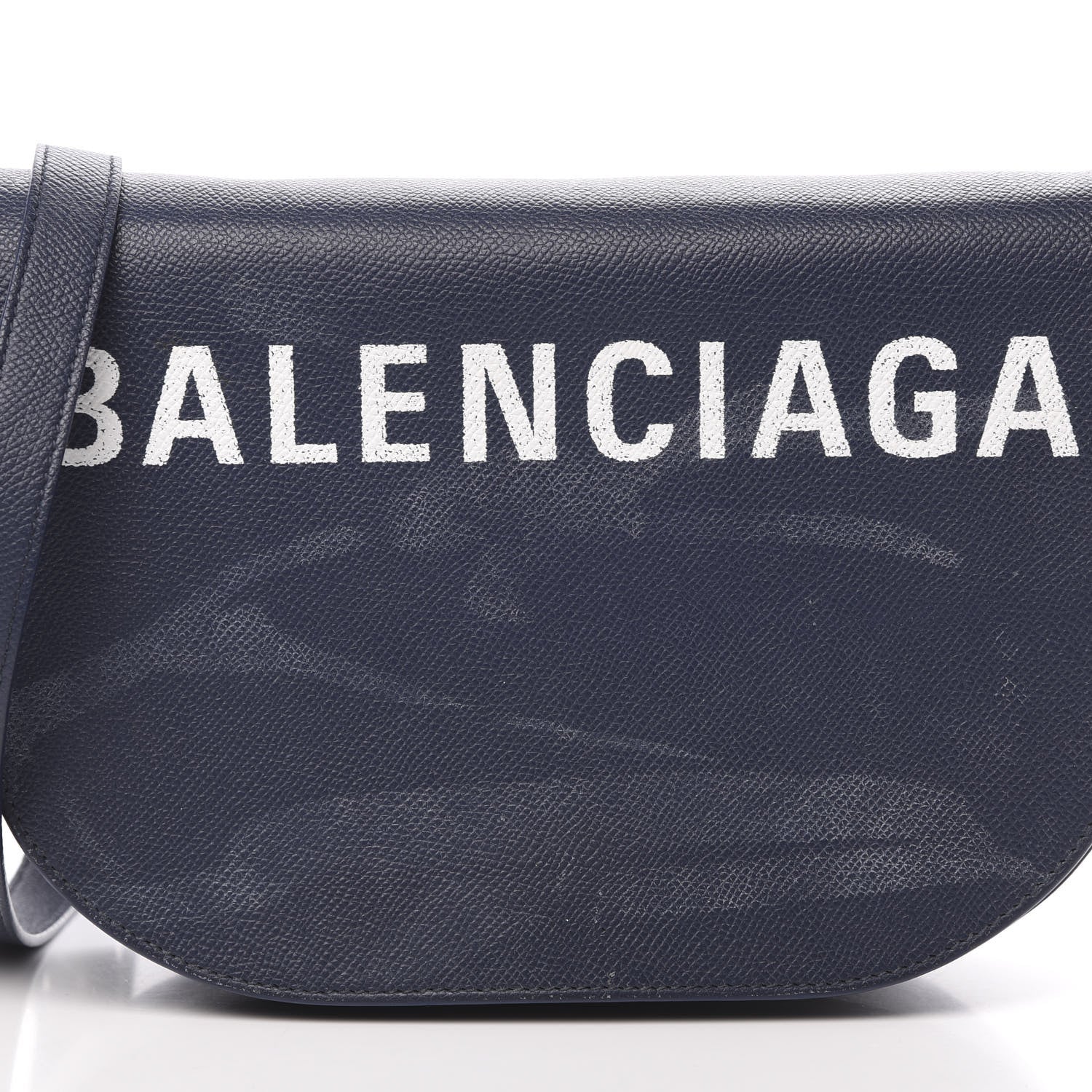 Balenciaga Grained Calfskin Logo Print S Ville Day Bag Bleu Canopee 8 of 16