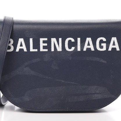 Balenciaga Grained Calfskin Logo Print S Ville Day Bag Bleu Canopee 8 of 16