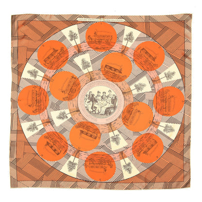 Hermes Silk Jeu Des Omnibus Remix Scarf 90 Orange Peach Jaune Pale 1 of 5