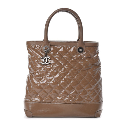 Chanel Coated Canvas Quilted Tote Taupe 1 of 16