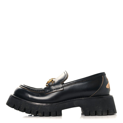 Gucci Cordovan Lux Womens Harald Horsebit 25mm Platform Loafers 35 Black 1 of 9