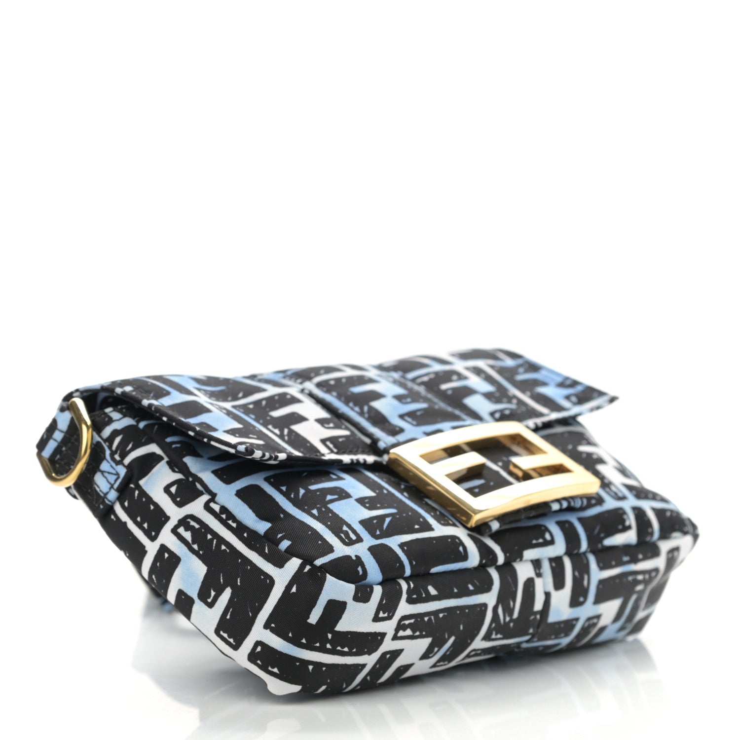 Fendi X JOSHUA VIDES Nylon FF Cloudy Mini Belt Baguette Bag White Celeste Black 4 of 13