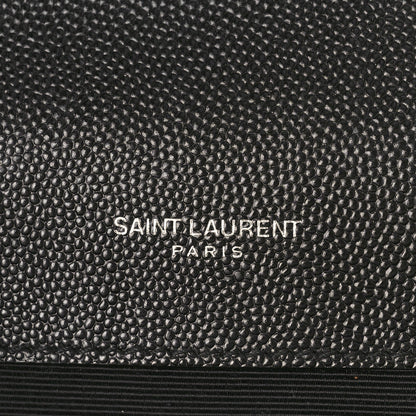 Saint Laurent Grain De Poudre Textured Mixed Matelasse Triquilt Medium Monogram Satchel Black 5 of 9