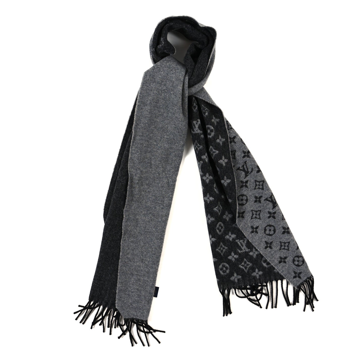 Cashmere Wool Monogram Gradient Scarf Light Grey